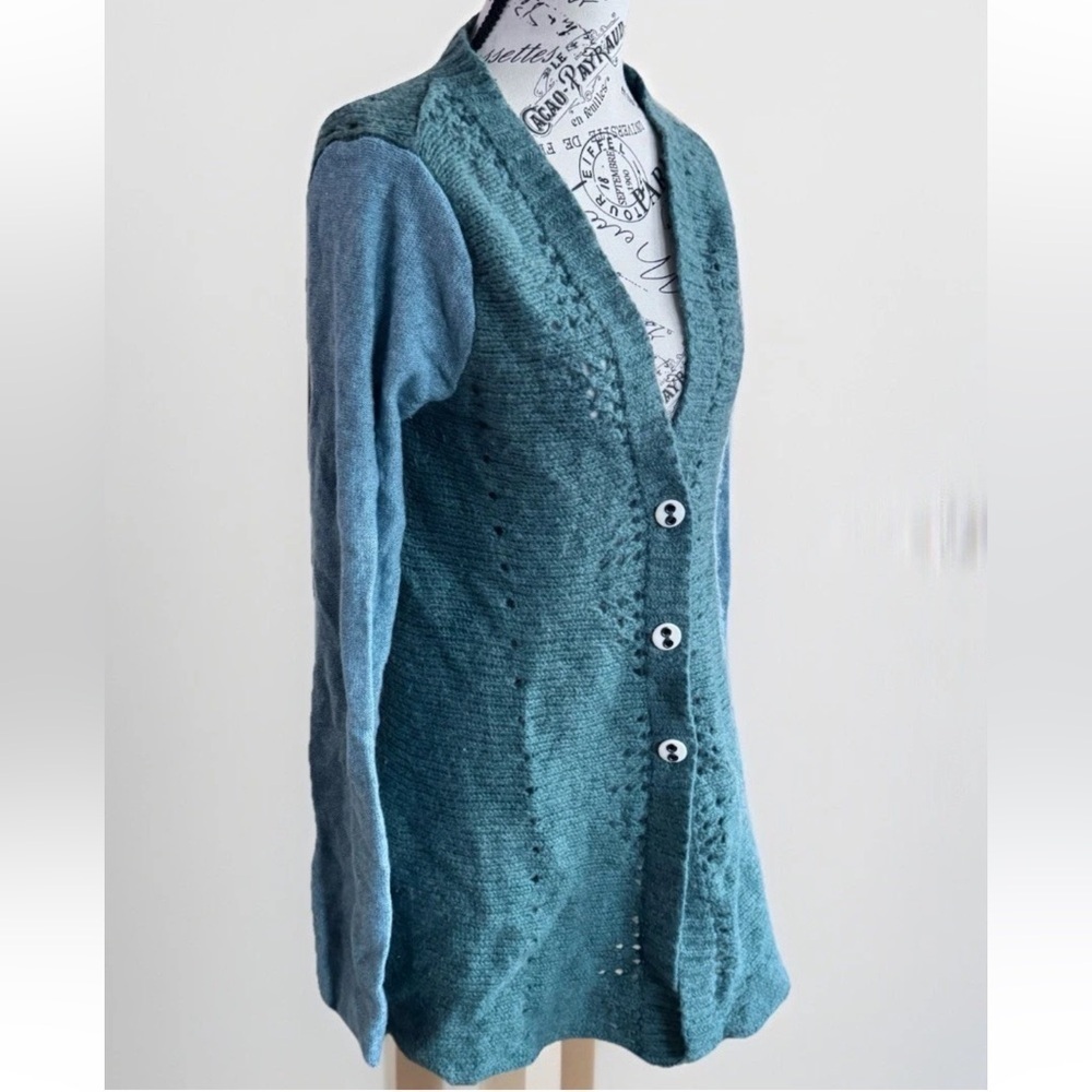 Free People Green Pinwheel Lace Back Cardigan Sweater Wool Women’s Size M